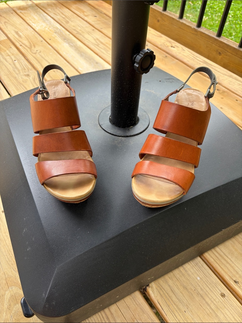 rag & bone Brown Leather Triple-Strap Slingback Sandals